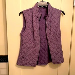 Cut loose lavender quilted best with velvet collar. Worn once. Match scarf NWT